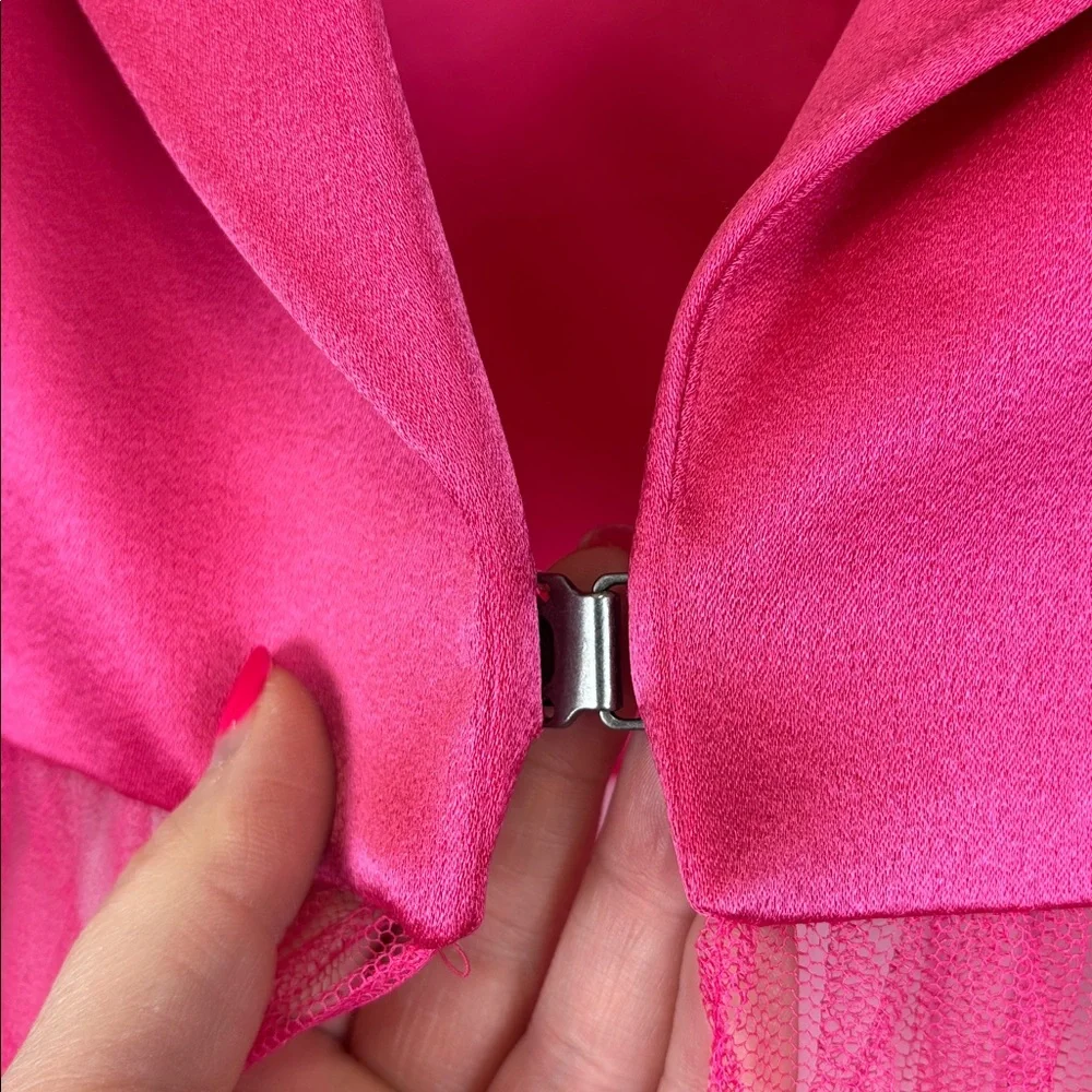 NWT Alice & Olivia Everly Tulle blazer candy pink sz sm - Picture 11 of 14